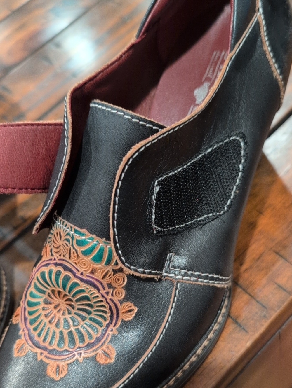 L'artiste Spring Step Kekie Bootie Mandala Floral Hand Painted 39 8.5 - Picture 4 of 12